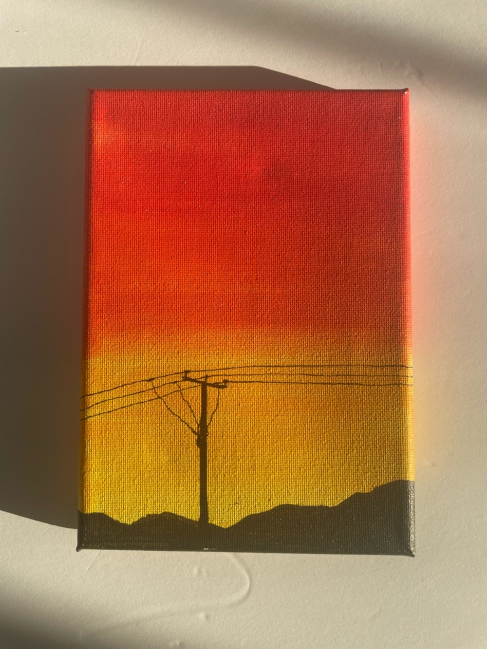 Sunset Silhouette Canvas Wall Art - Red and Yellow Gradient